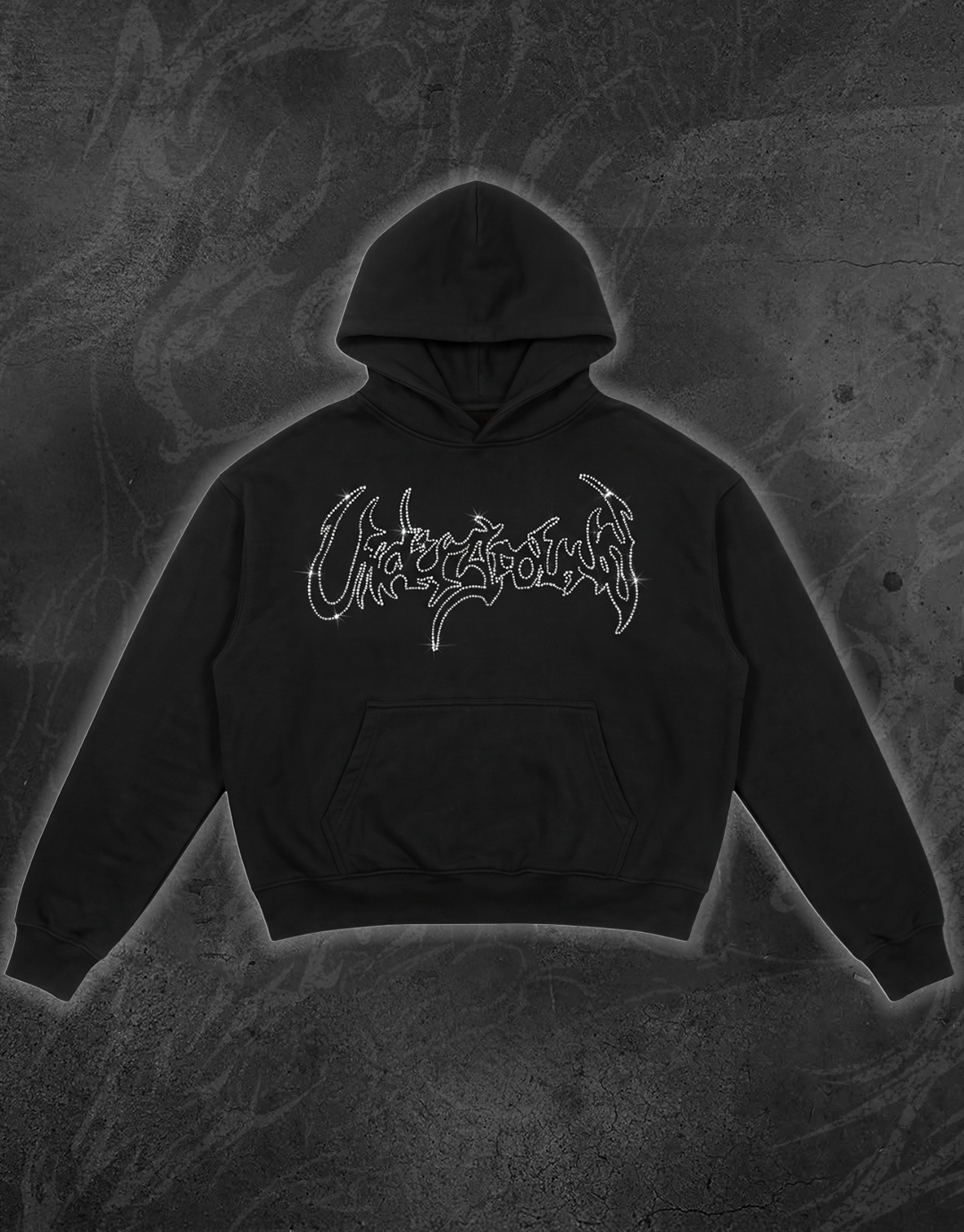 BLACK RHINESTONE HOODIE