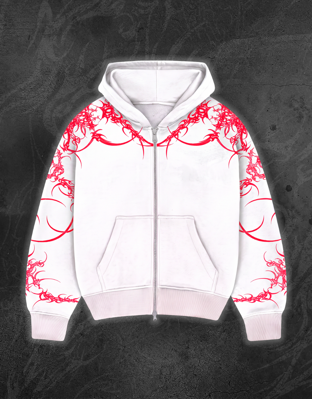 WHITE SKULL ZIP-UP