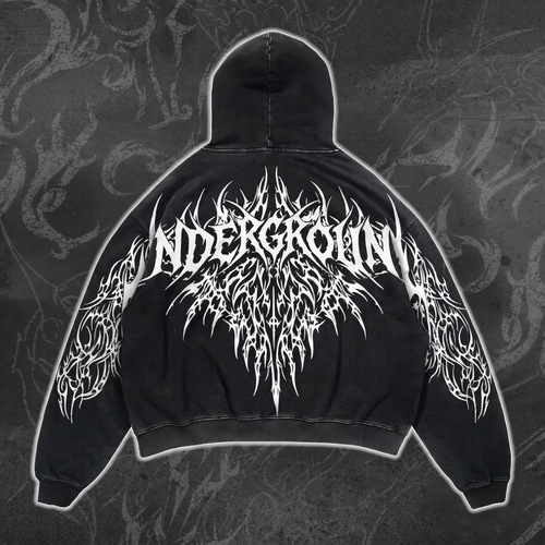 BLACK "UNDERGROUND" REFLECTIVE HOODIE