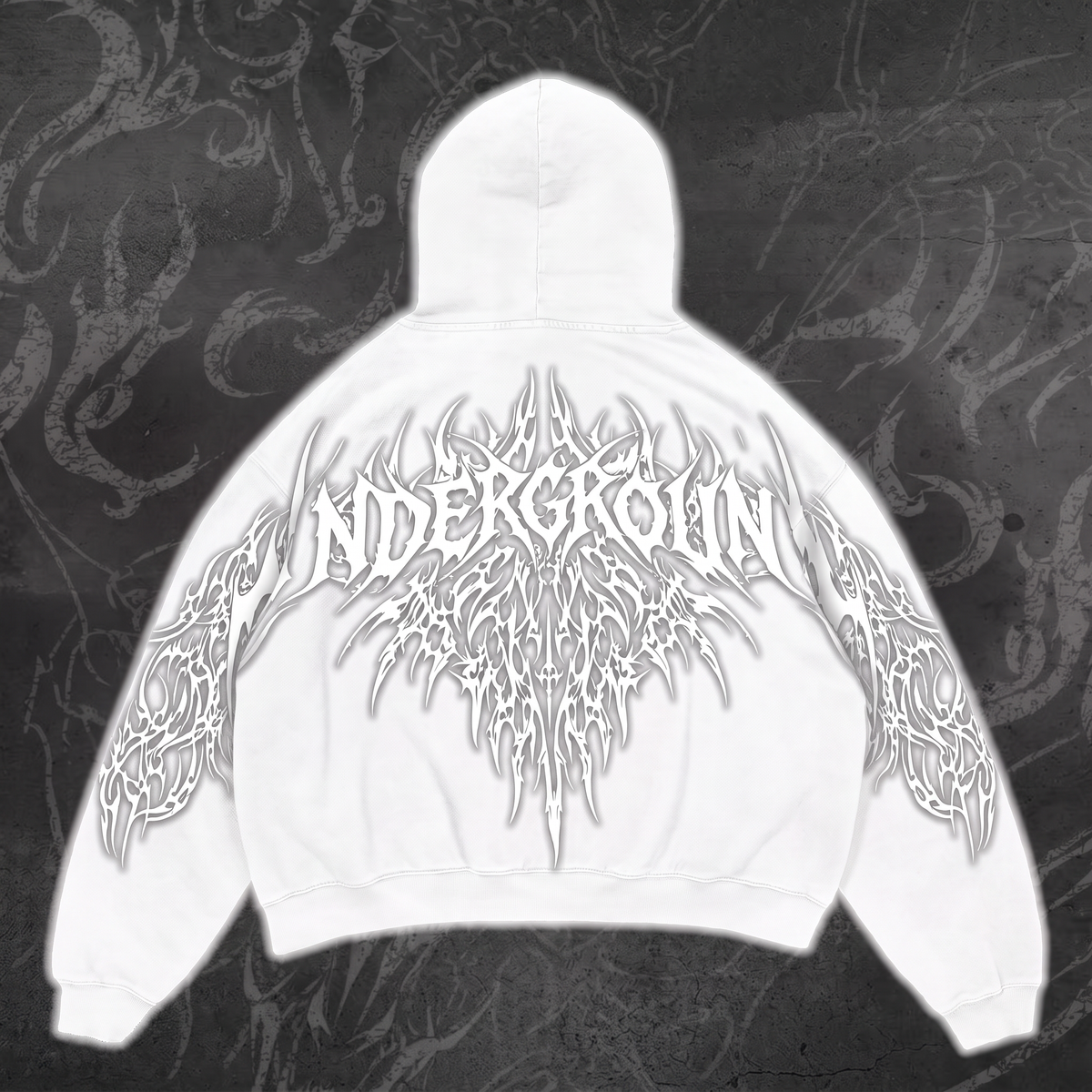 WHITE "UNDERGROUND" REFLECTIVE HOODIE