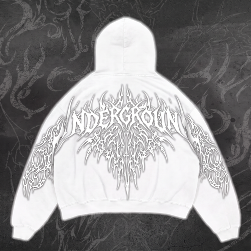 WHITE "UNDERGROUND" REFLECTIVE HOODIE